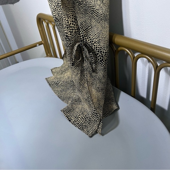 Vintage 90s leopard print slip Dress w/ floral lace trim & side slit size medium - Picture 8 of 13